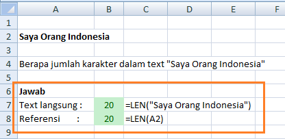 Rumus Excel LEN