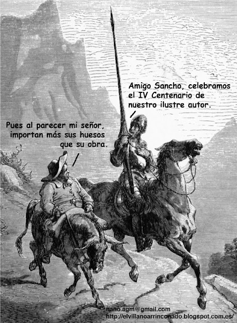 el villano arrinconado, humor, chistes, reir, satira, Cervantes, IV centenario, El Quijote