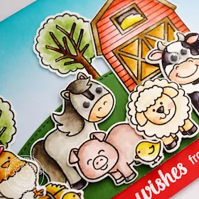 Sunny Studio Stamps: Barnyard Buddies Farm Animal Themed Birthday Card by Lexa Levana