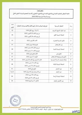 موعد انطلاق الدراسة لموسم 2022/2023 + لائحة العطل الدراسية