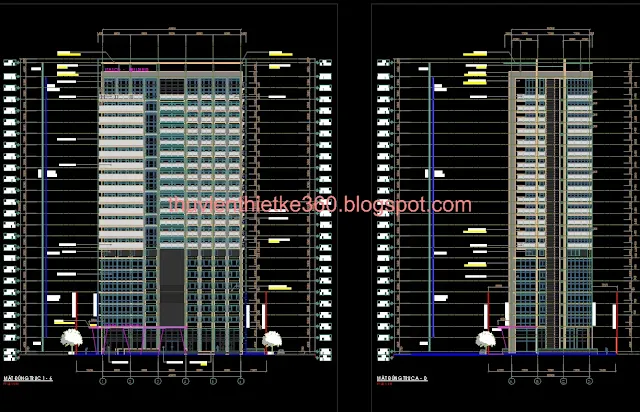 bản vẽ cad mặt đứng chung cư văn phòng ITASCO TOWER