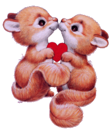 Male and Female Squirels Holding A Heart