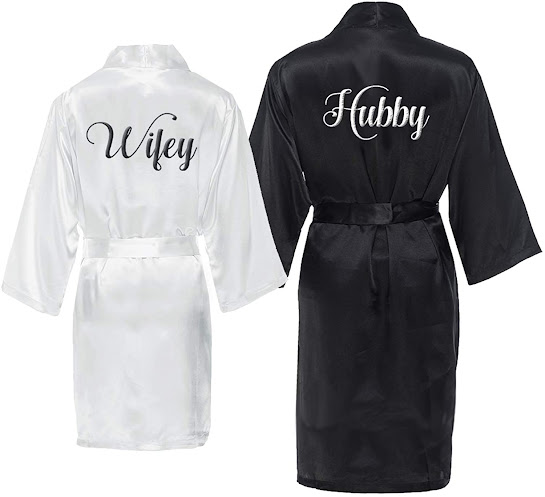 Embroidered Silky Satin Robes For Men and Women