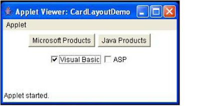 Layouts like, Border Layout, Grid bag layout Flow card layout and Layout Grid layout in java program