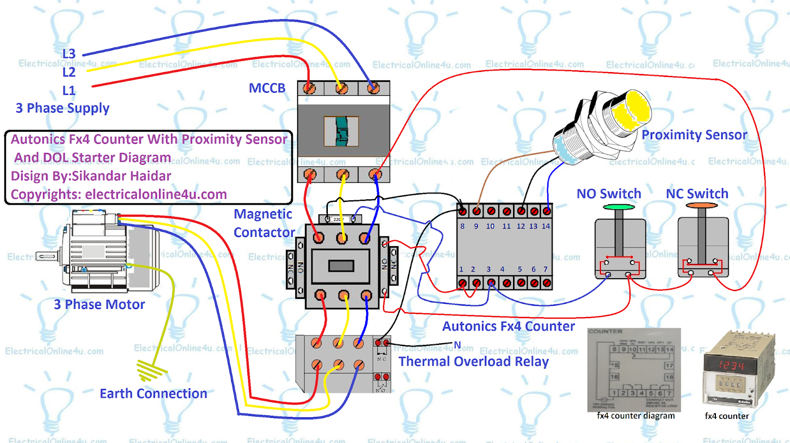 Autonics Fx4 Counter Wiring With Direct Online Starter Proximity Sensor Diagram Electricalonline4u