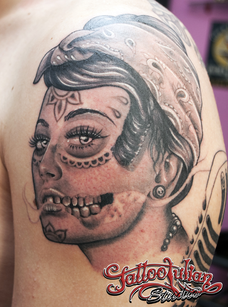 Este Tattoo Es La Primera Sesin De Un Brazo Completo Estilo Chicano A