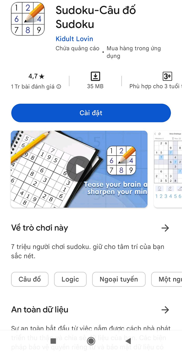 Sudoku-Câu đố Sudoku - game giải đố hay luyện trí não trên di động a3