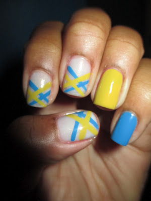 Julep, Alma, Annie, yellow, blue, stripe, striping, nail art, nail design, mani