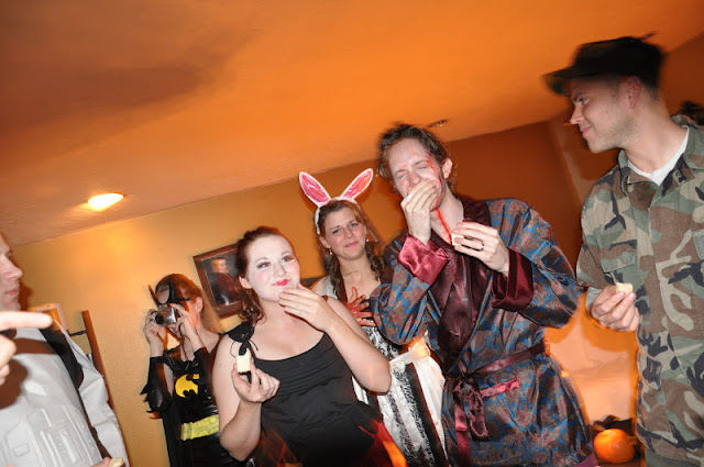 dead Hugh Hefner/playboy bunny, husband and wife halloween costume