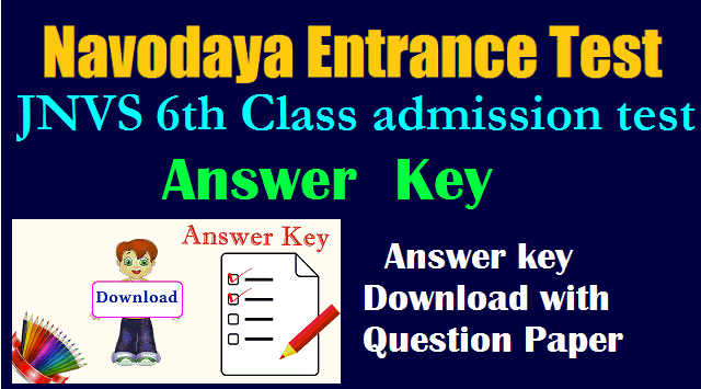 Navodaya 6th Class Answers Key 2020 Entrance Exam Jnvst