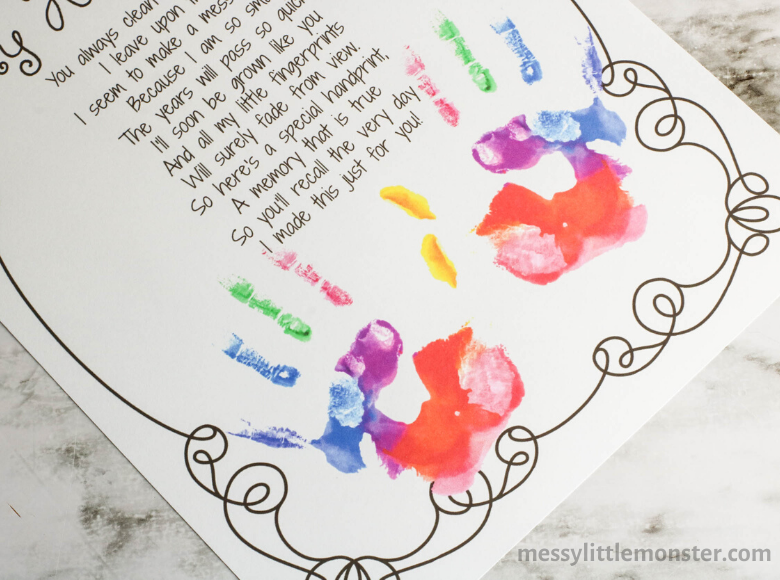 Handprint Poem for Mother's Day Card