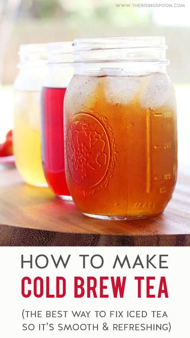 Learn how to make the best cold brew tea at home with only a few minutes of prep! No fancy equipment required & the fridge does all the work. This recipe is so easy & simple you'll kick yourself for not trying it sooner. Make a batch today so you can sip on smooth, refreshing tea (with no bitterness) all week long