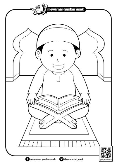 Mewarnai Gambar  Anak Mewarnai Gambar  Membaca Al Quran  Di 
