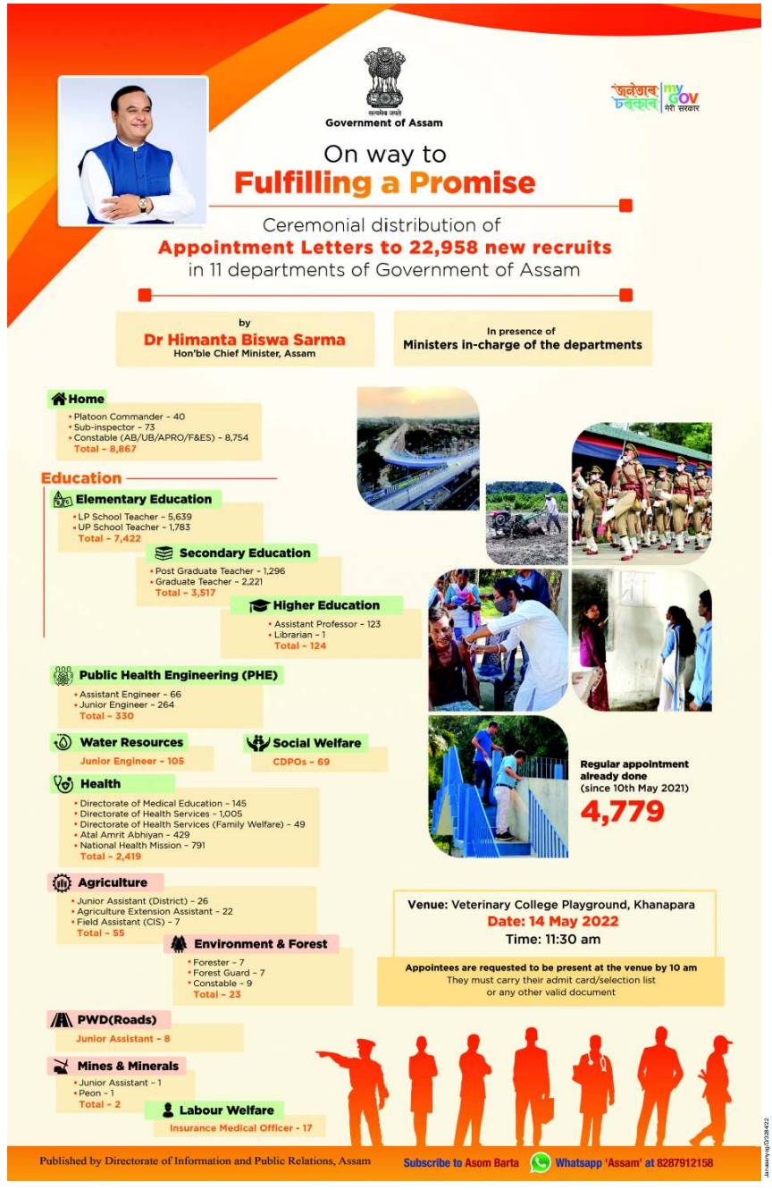 Ceremonial distribution of Appointment Letters of 22,958 Posts