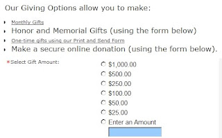 Example of a bad donation page