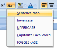 types of cases found in MS Word 2007