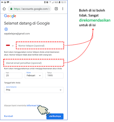 Cara 1 : Membuat Akun Gmail melalui Browser Android 3