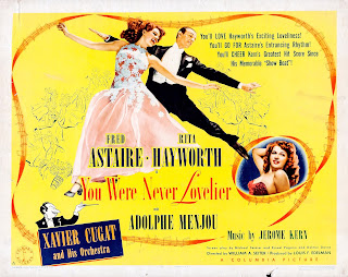 YOU WERE NEVER LOVELIER. Cartelera Half Sheet: 71 x 56 cms. Estados Unidos. BAILANDO NACE EL AMOR. You Were Never Lovelier. 1942. Estados Unidos. Dirección: William A. Seiter. Reparto: Fred Astaire, Rita Hayworth, Adolphe Menjou, Isobel Elsom, Leslie Brooks, Adele Mara, Gus Schilling, Barbara Brown, Douglas Leavitt, Xavier Cugat y su orquesta.