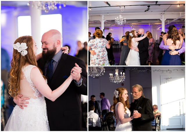 beard, redhead bride, first dance, uplighting, navy wedding