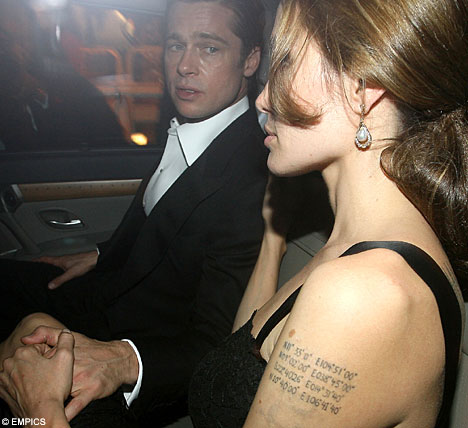 tattoos de angeles Angelina Jolie's tattoo left arm shows text tattoo arm