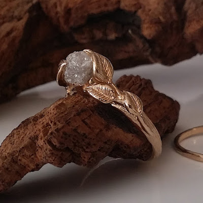 Engagement Rings, diamond engagement rings, promise ring, raw stone engagement ring,raw diamond ring, twig engagement ring, twig ring, leaf ring, raw diamond ring