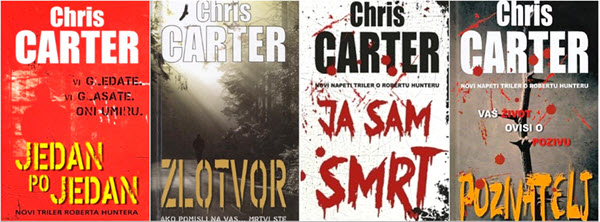 Knjige su IN: Chris Carter - naslovnice knjiga iz serijala o Robertu Hunteru (#5-8)