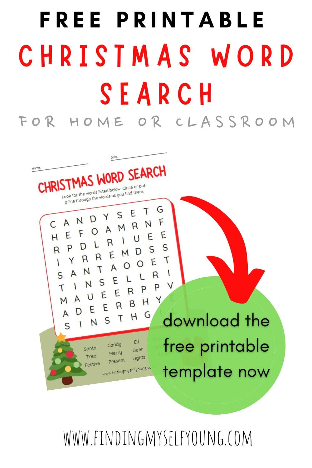 free christmas word search pin