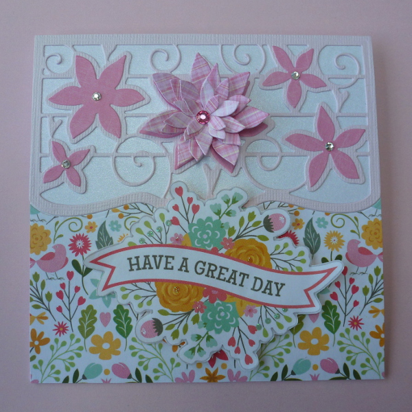 Tonic Dies Card Images Made from Issue 5 pink flower card have a great day birthday card