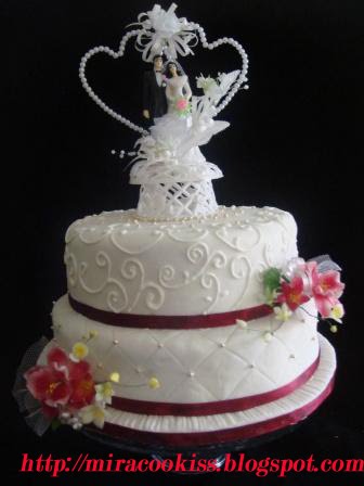 2tierwedding cake maroon theme Thank you Pn Liena