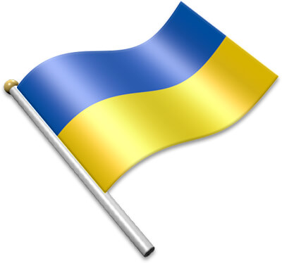 The Ukrainian flag on a flagpole clipart image