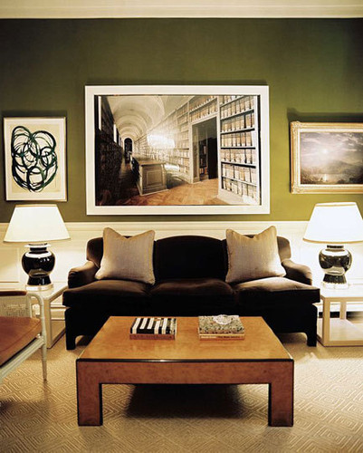 Olive Green and Brown Living Room