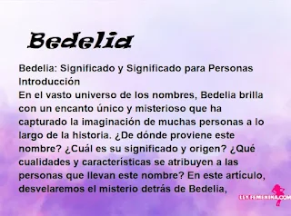 significado del nombre Bedelia
