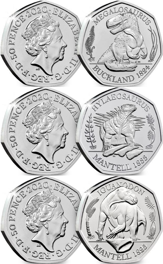 United Kingdom 50 pence 2020 - Dinosaurs