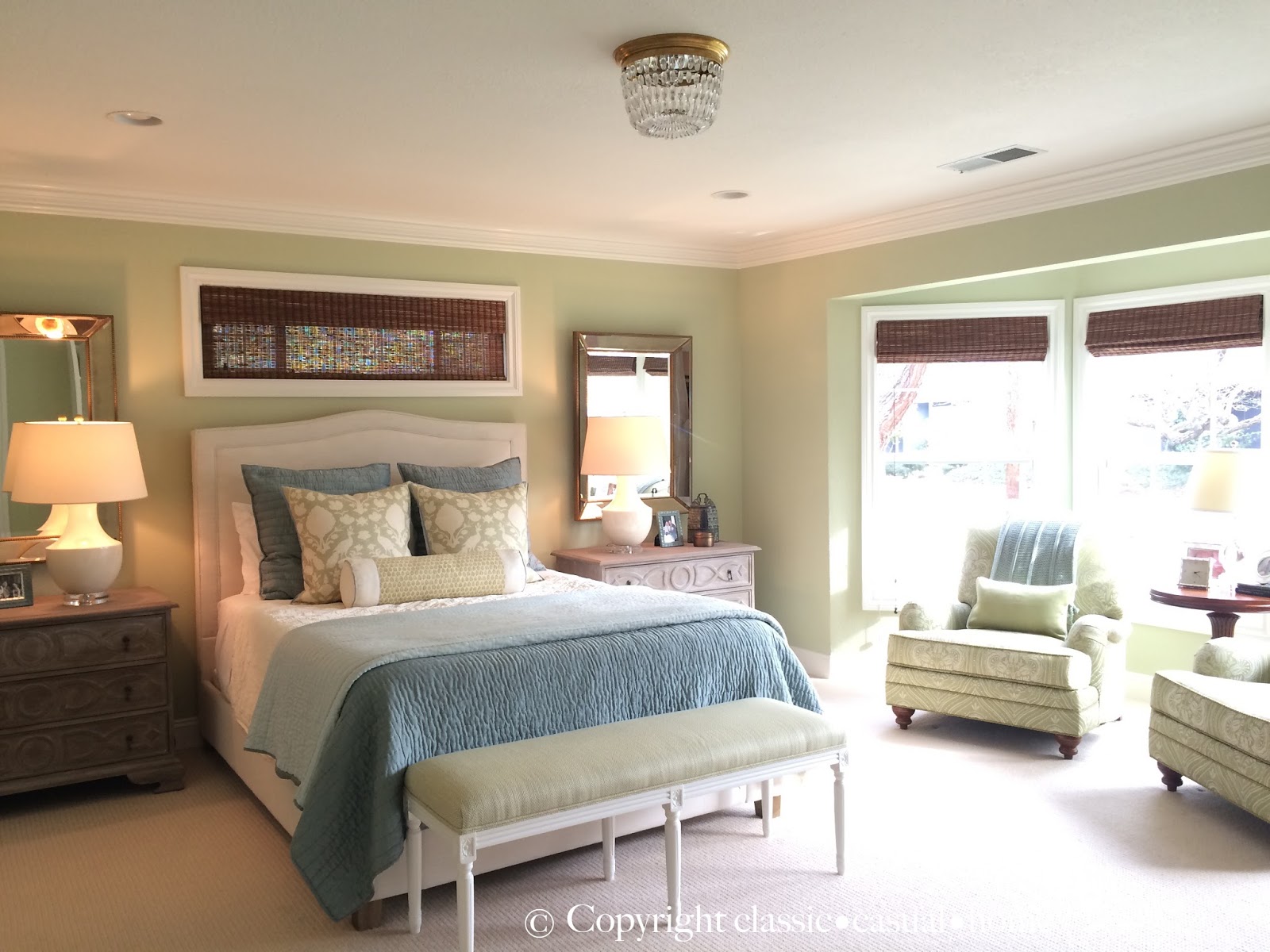 classic \u2022 casual \u2022 home: Soft Green and Aqua Blue Master Bedroom Before and After