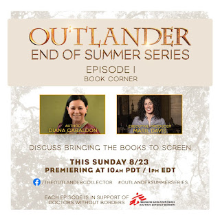 Episode One Book Corner with images of author Diana Gabaldon and Exec producer Maril Davis