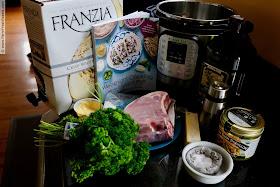 image of ingredients used to make Weeknight Instant Pot Pork Chops with a Dijon Pan Sauce