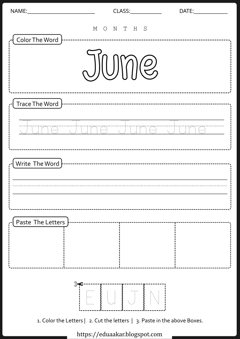 Month Worksheet - June