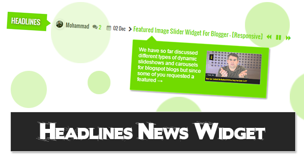 headlines news widget for blogger with tooltips