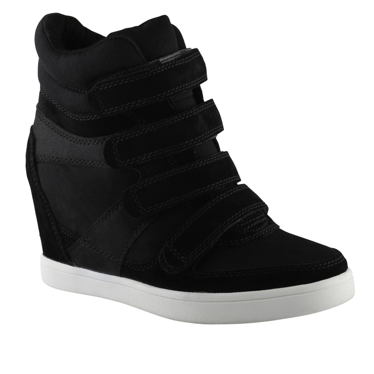Chism Wedge Sneaker in Black Suede (above) and Camel (below), 80.00