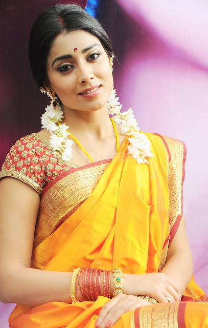 Shriya Saran Latest Pictures Yellow Saree