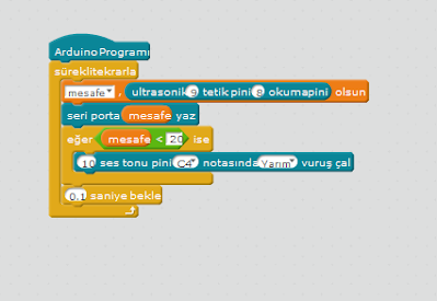 HC-SR04 Ultrasonik Mesafe Sensörü ve Buzzer Kullanımı-Mblock İle Arduino