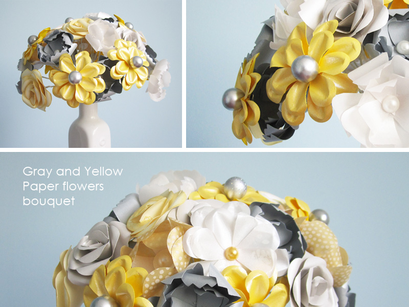 Gray and Yellow Paper Flowers This color combo seems perfect for today's 