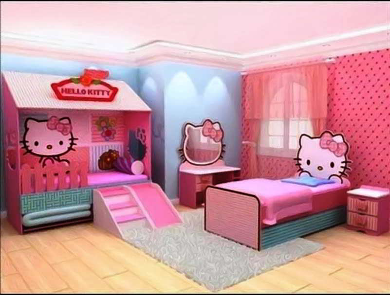 23 desain wallpaper kamar  hello  kitty  sederhana anak 