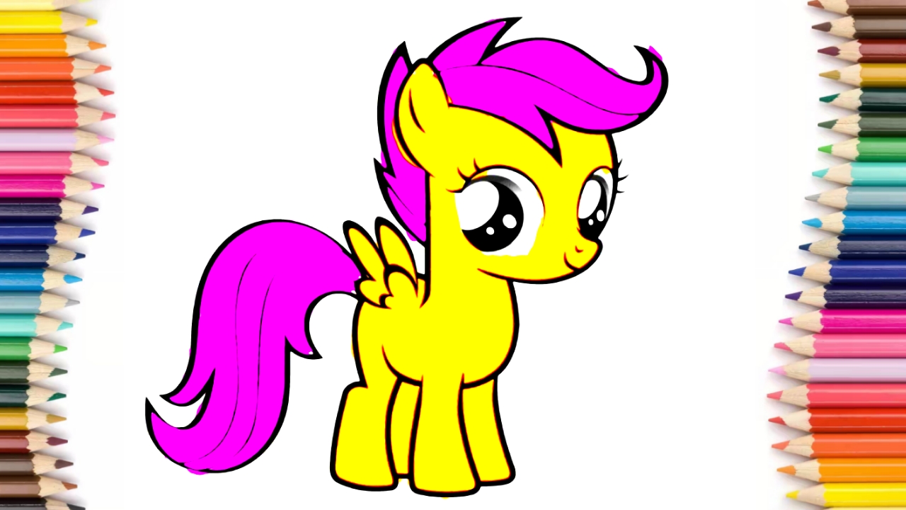 Mewarnai My Little Pony Scootaloo, Coloring Horse Pony, Hobi & Belajar Mewarnai Pakai Crayon GAMES