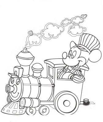 Train Coloring Sheets on Disney Mickey Mouse On The Train Coloring