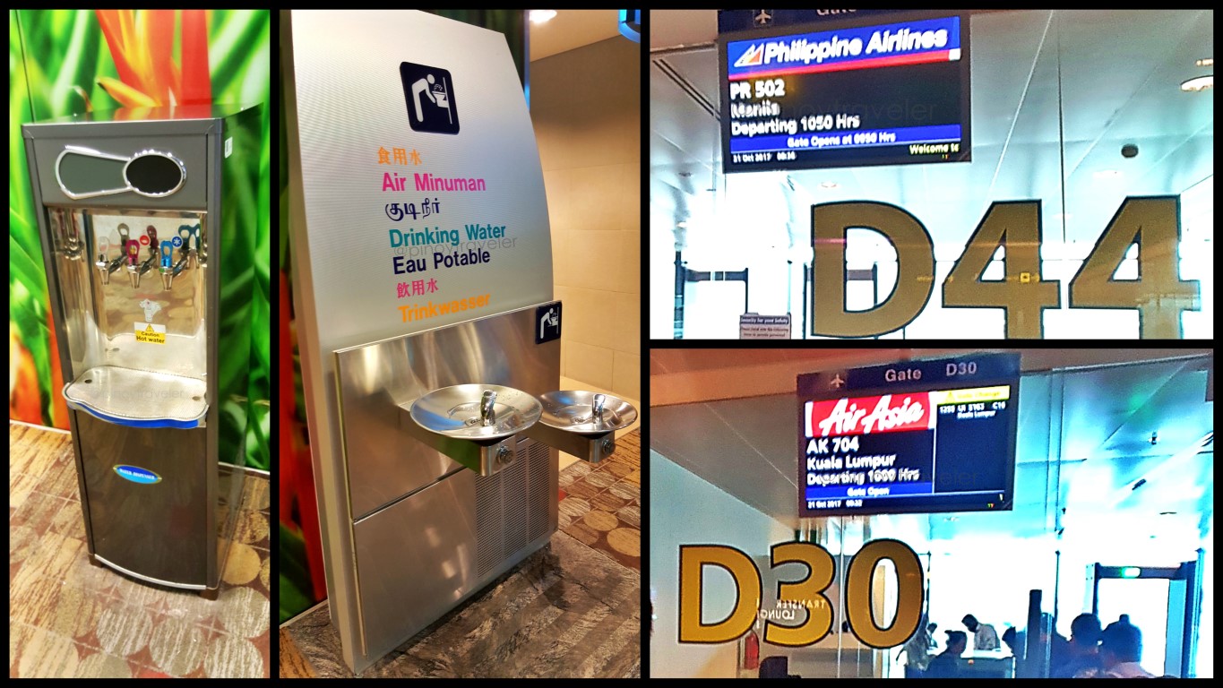drinking water fountains at Changi Airport Terminal 1