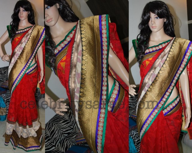 Red Banaras Net Saree