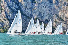 J/70 one-design sailboat- sailing on Lake Garda, Italy