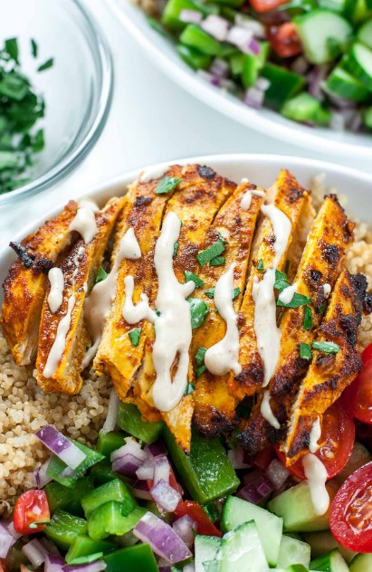 Healthy Chicken Shawarma Quinoa Bowls