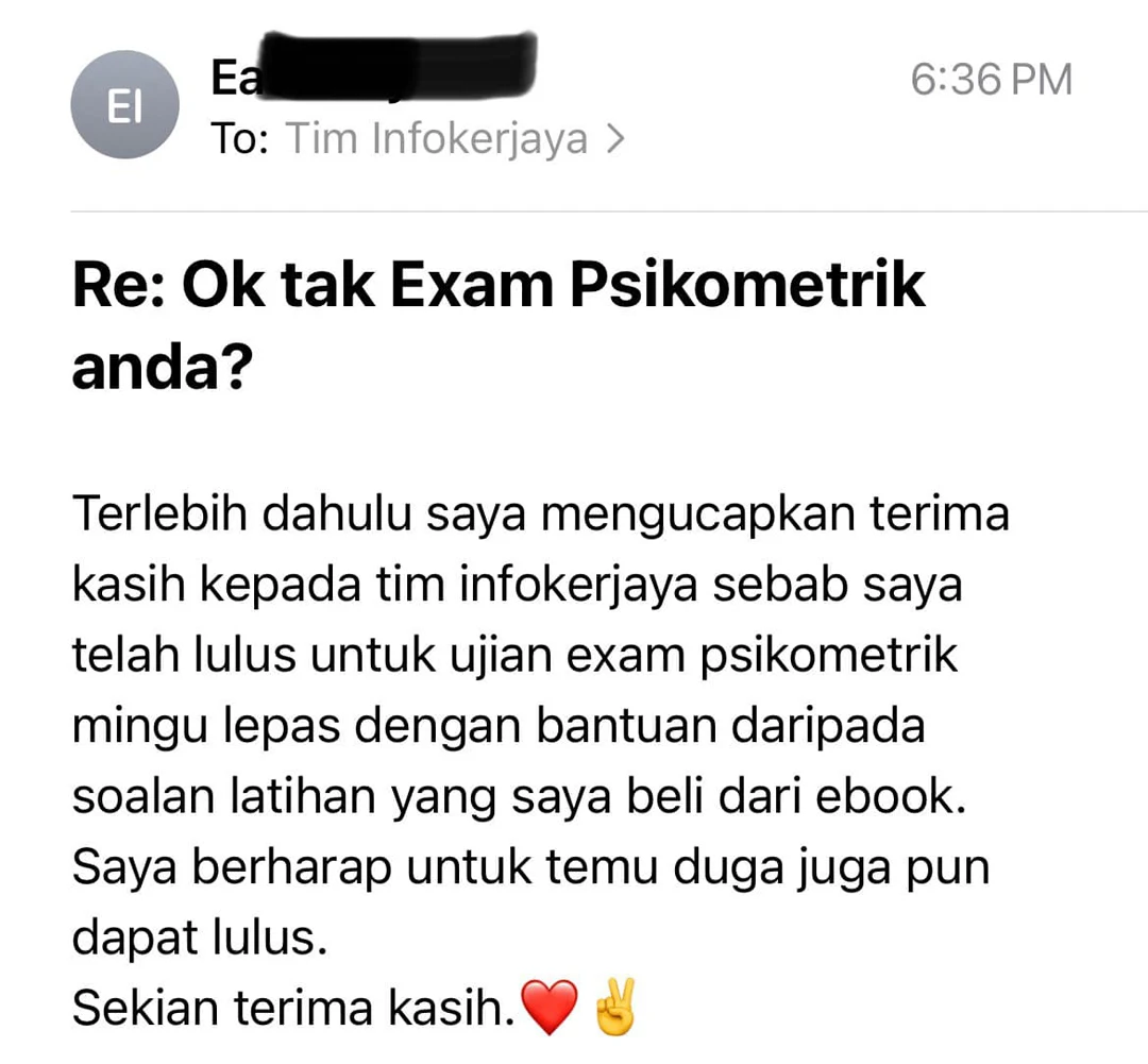 Feedback Pembeli Rujukan Ujian Psikometrik Tim Infokerjaya